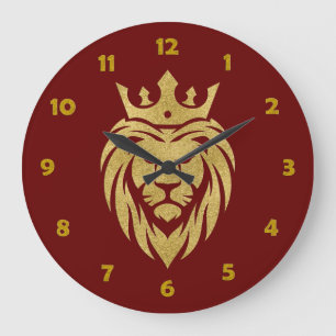 Relógio Grande Leão Com Coroa - Estilo Dourado 3