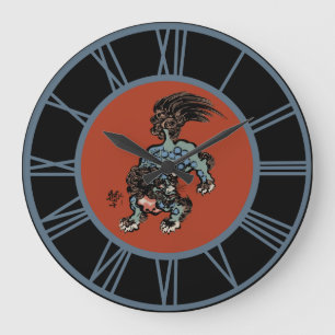 Relógio Grande Leão Feng Shui Chinês Shi Números Azuis