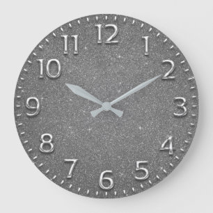 Relógio Grande Leitura Árabe Número de Vinhos Metálicos Cinza Pra