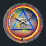 Relógio Grande Lens Of Providence Wall Clock<br><div class="desc">The Lens of Providence is the circular ring of glowing energy through which the eye of God watches over all creation. Based on ancient traditional iconography it remains timeless as a symbol of omnipotence framed within the equilateral triangle of power, wisdom and compassion. Compose your mind, purify your soul and...</div>