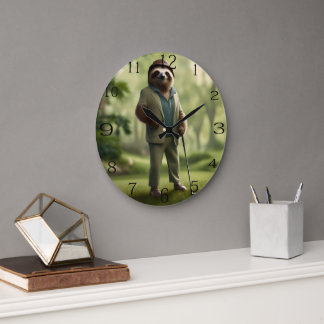 Relógio Grande "Lento e constante: Uma preguiça é vestida para go