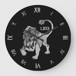 Relógio Grande Leo Silver Zodibol Símbolo Wall Clock