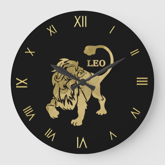 Relógio Grande Leo Zodiac - Símbolo Wall Clock (Frente)