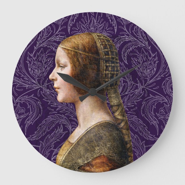 Relógio Grande Leonardo da Vinci Retrato La Bella Principessa (Frente)
