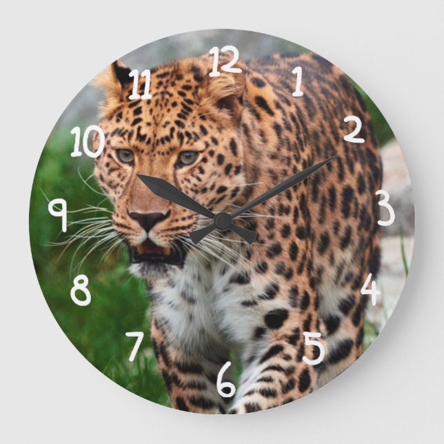 Relógio Grande Leopardo na natureza (Frente)