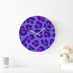 Relógio Grande Leopardo Roxo Elétrico