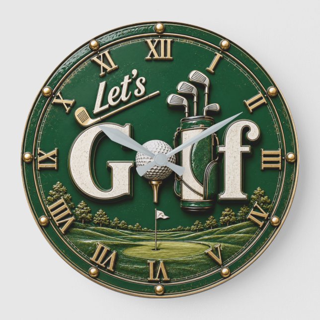 Relógio Grande Let's Golf Vintage Golf Lover Gift (Frente)