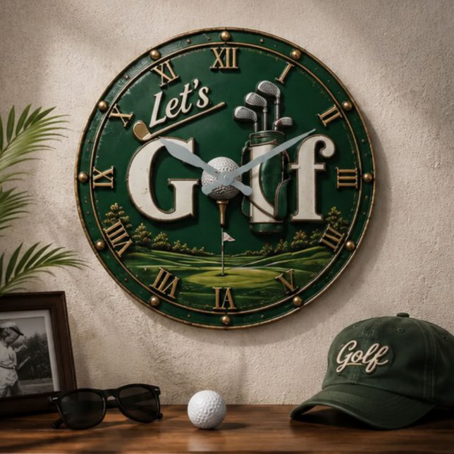 Relógio Grande Let's Golf Vintage Golf Lover Gift (Criador carregado)
