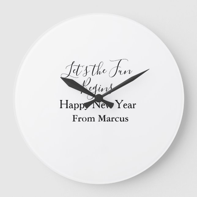 Relógio Grande lets the fun begins happy new year name year simpl (Frente)