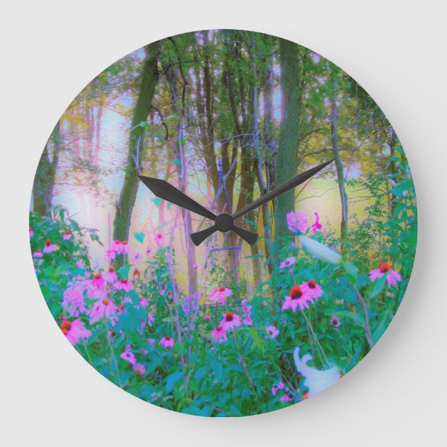 Relógio Grande Levantamento do Sol Brilhante com Confluentes Rosa (Frente)