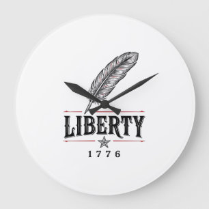 Relógio Grande Liberdade 1776 Desenho Vetorial de Pena Patriótica
