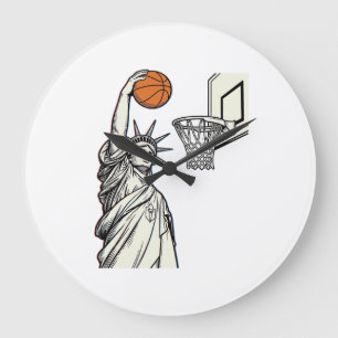Relógio Grande Liberdade Basquete Enterrada Desenho de Gravura Vi