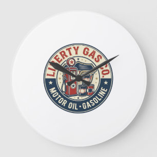 Relógio Grande Liberty Gas Co Patriótico Estação de Gasolina Patr