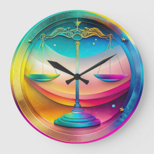 Relógio Grande Libra Zodiac Wall Clock Colorida