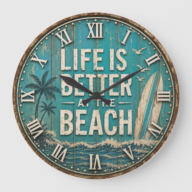 Relógio Grande Life Is Better at the Beach (Frente)