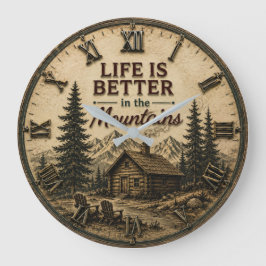 Relógio Grande Life Is Better in the Mountains Rustic Cabin