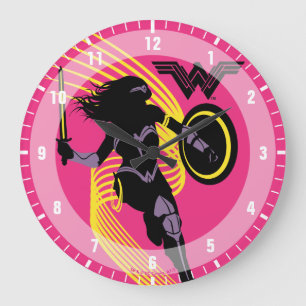 Relógio Grande Liga da Justiça  Ícone de Silhueta de Mulher Mar