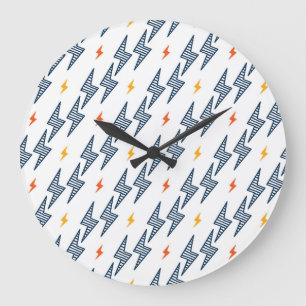 Relógio Grande Lightning Bolts Doodle Seamless Flash