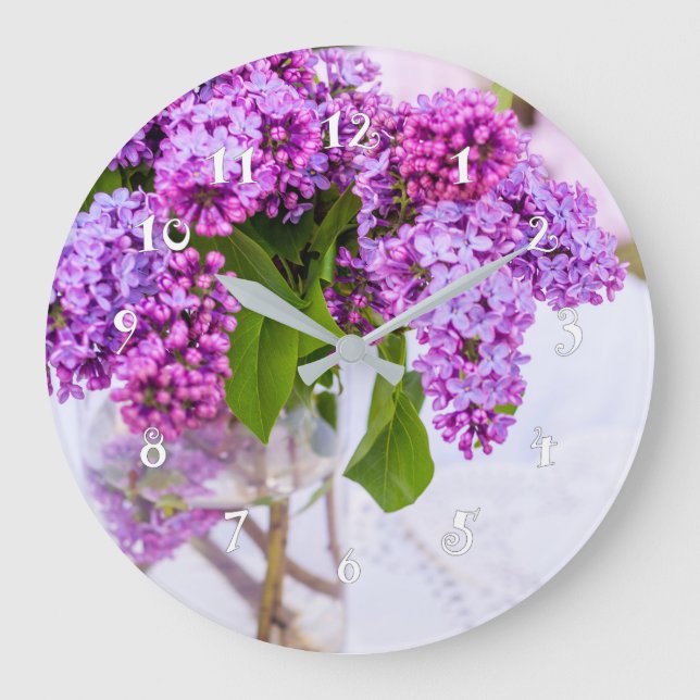 Relógio Grande Lilac bonito no vaso, pulso de disparo de parede (Frente)