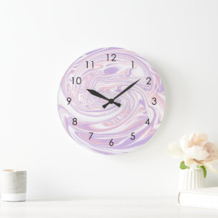 Relógio Grande Lilac Lilac Modern Abstrato Liquid Marble Design