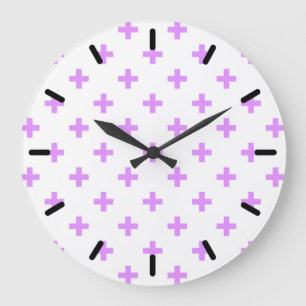 Relógio Grande Lilac polka cruza em branco