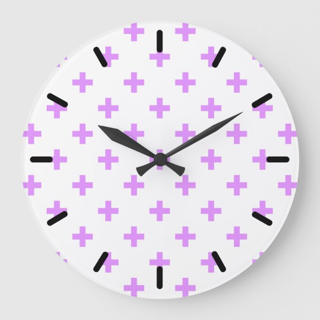 Relógio Grande Lilac polka cruza em branco (Frente)