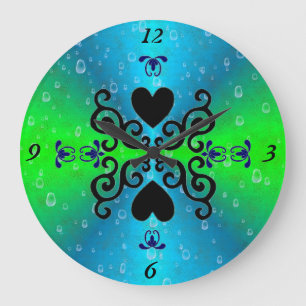 Relógio Grande Lily e Heart no Rainbow