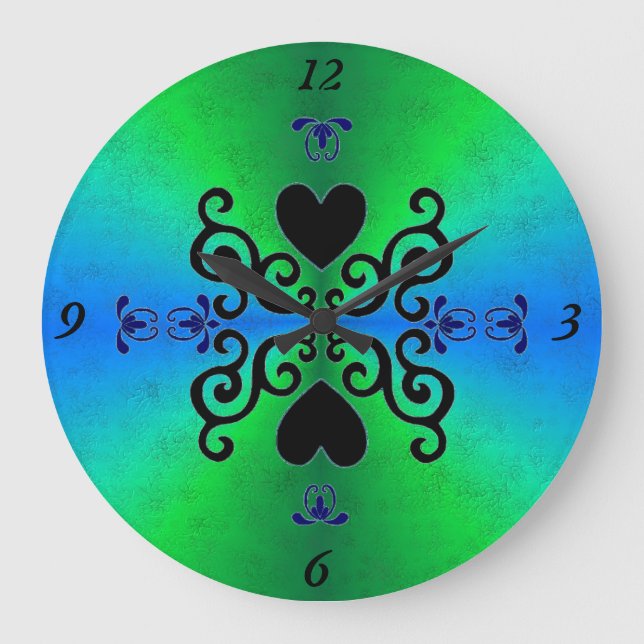 Relógio Grande Lily e Heart no Rainbow (Frente)