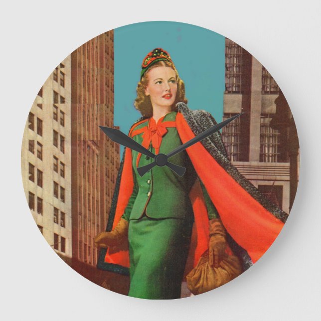 Relógio Grande linda garota do centro dos anos 40 (Frente)