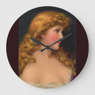 Relógio Grande Linda mulher do século XIX com cabelo comprido