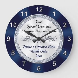 Relógio Grande Linda personalização, Marinho Blue Wall Clock