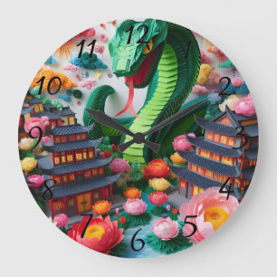 Relógio Grande Lindo Ano Novo Chinês Cobra Origami WC5