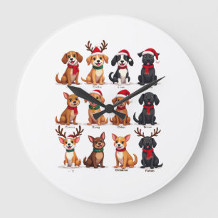 Relógio Grande Lindos 12 Cães Xmas Cachorros Engraçados Amantes d