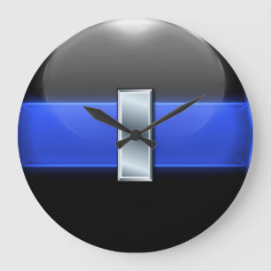 Relógio Grande Linha Azul fina - Bar tenente prateado