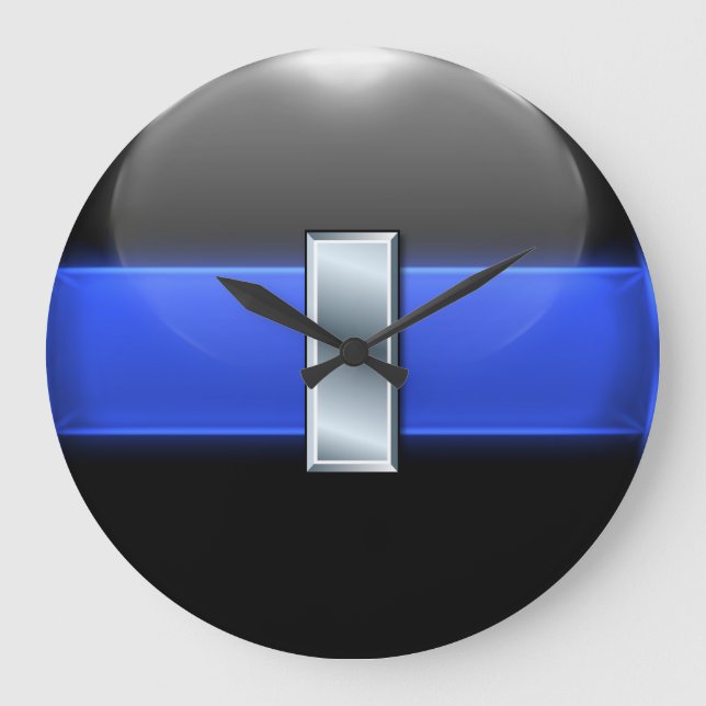 Relógio Grande Linha Azul fina - Bar tenente prateado (Frente)