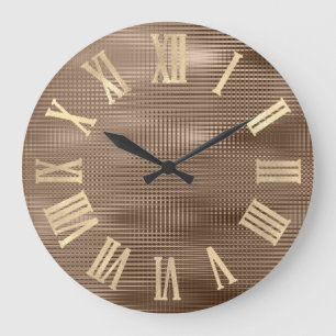 Relógio Grande Listras de bronze Numers romano metálico do falso