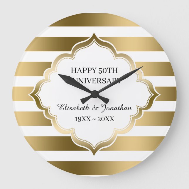 Relógio Grande Listras Douradas E Moldura (Frente)