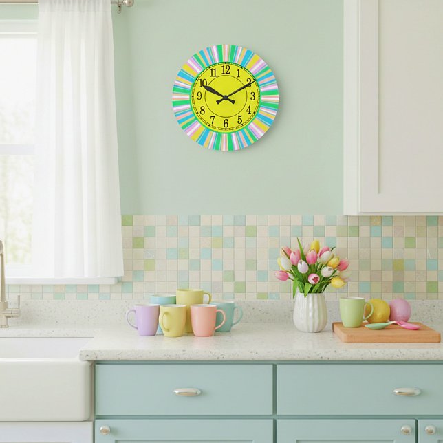 Relógio Grande Listras pastel (Criador carregado)