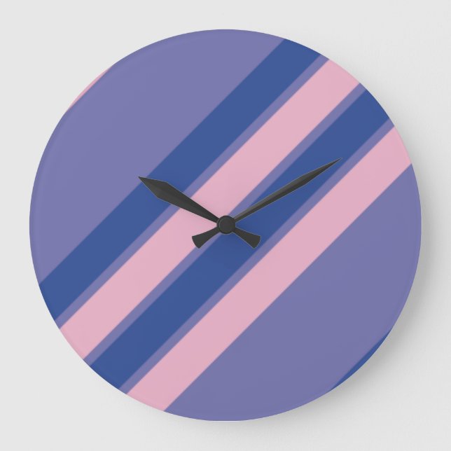 Relógio Grande Listras Rosa e Tons de Roxo (Frente)