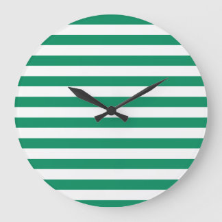 Relógio Grande Listras | Verde e branco | Personalizável |