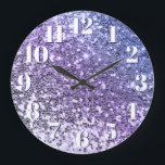 Relógio Grande Lítima Roxo de Chunky<br><div class="desc">Foto de cromo púrpura e azul, cinza, esfrega ou brilho de confete com números de rosto branco brilhante e cintilante com uma sombra azul escura em um relógio de parede personalizado para ela. Embora eu não tenha definido isso como um modelo, você pode usar sua própria foto. Você também pode...</div>