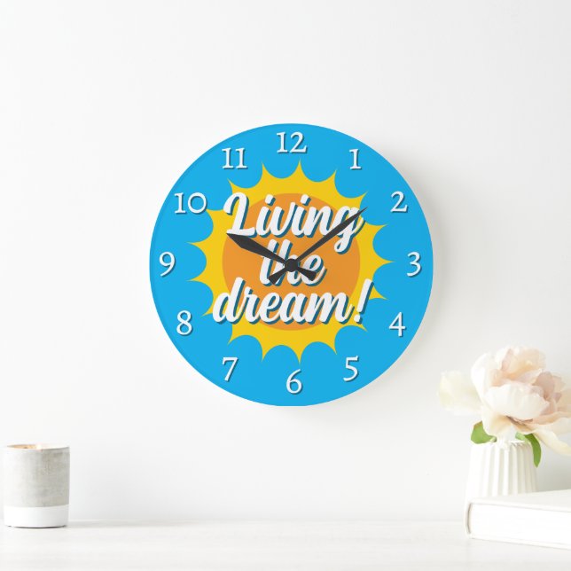 Relógio Grande Living the dream wall clock with sunny dial (Lar)
