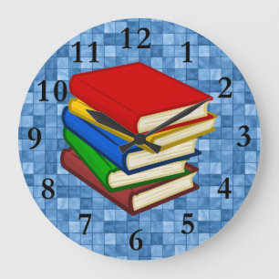 RELÓGIO GRANDE LIVROS EMPILHADOS