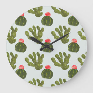 Relógio Grande Llamarama Collection Cute Cactus Pattern