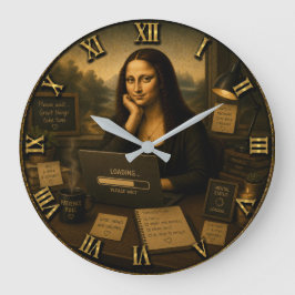 Relógio Grande Loading Funny Mona Lisa Gift for Home Office
