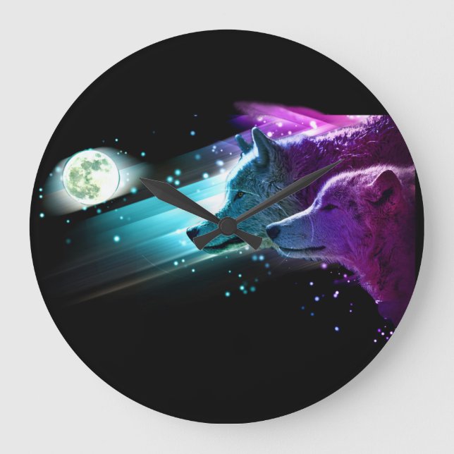 Relógio Grande Lobo, lua dos lobos, luar. Animal do espírito (Frente)