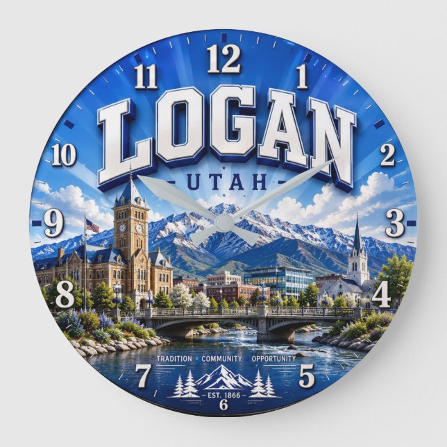 Relógio Grande Logan Utah Mountain (Frente)