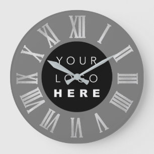 Relógio Grande Logotipo da Cinza Black Silver Cinza Black