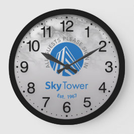 Relógio Grande Logotipo da empresa Cinza preta Nome da mácula Sky