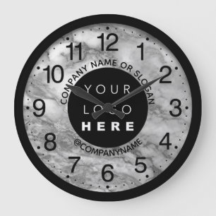 Relógio Grande Logotipo da empresa Silver Cinza Marble Name Sloga
